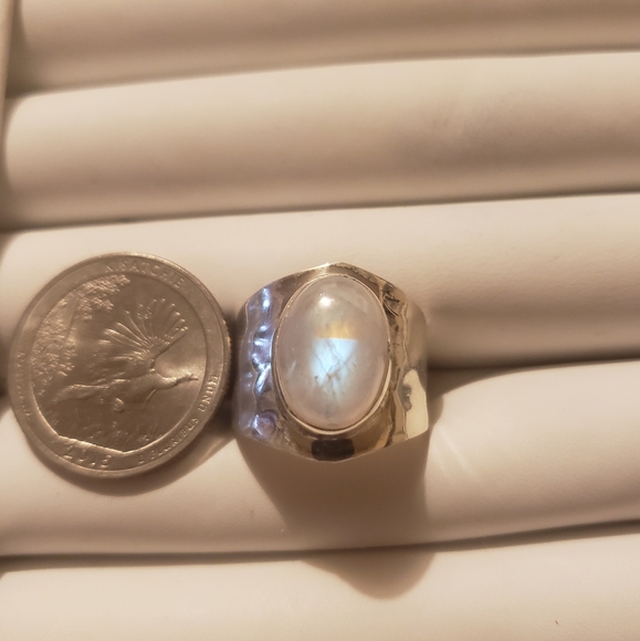 Rainbow Moonstone Ring (925 Solid Sterling Silver) - Picture 7 of 12